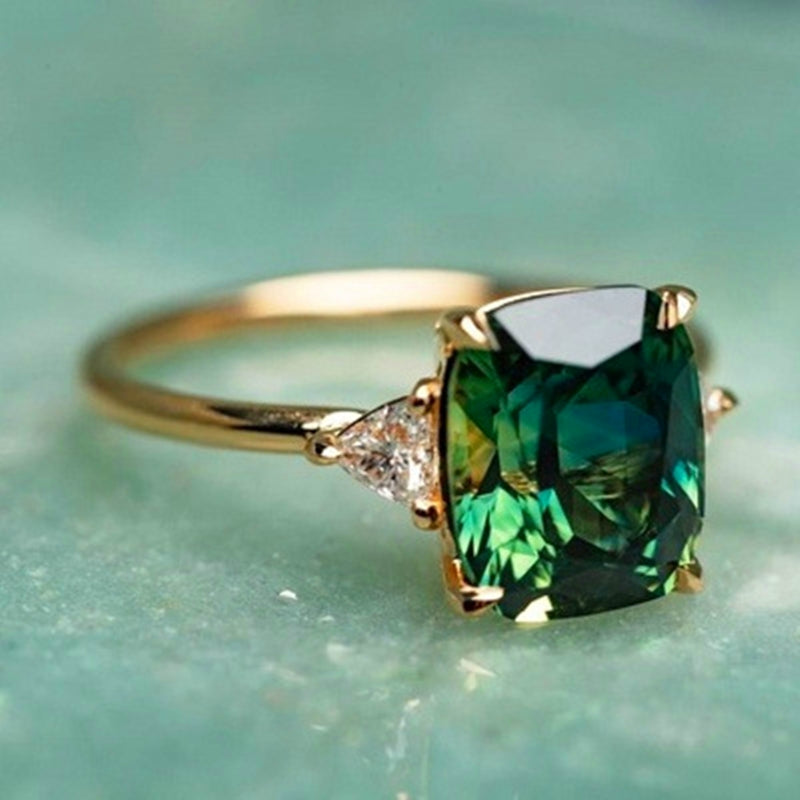 Erin | Gold Green Zirconia Ring