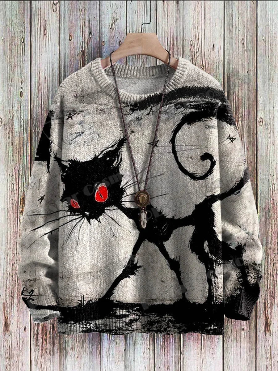 Mystic | Retro Black Cat Eyes Pullover