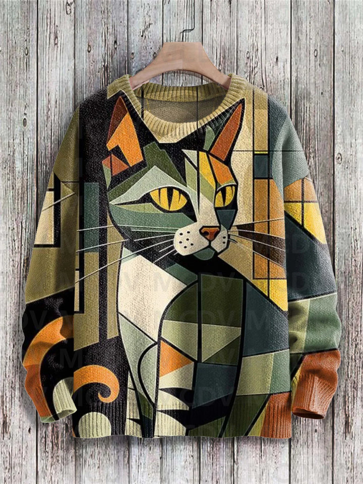 Picasso | Abstract Cat Art Knit Pullover
