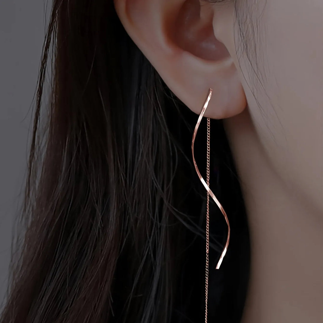 Jema | Long Earrings with Wavy Design