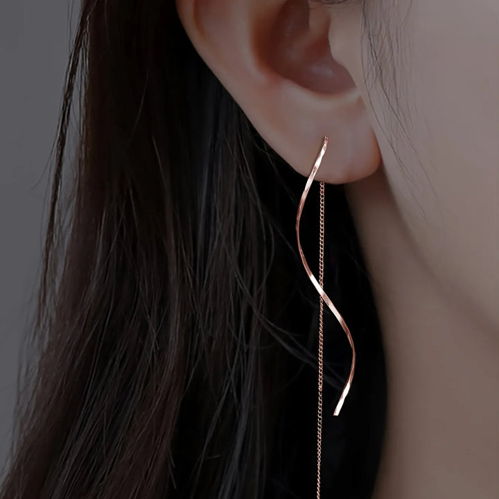 Jema | Long Earrings with Wavy Design