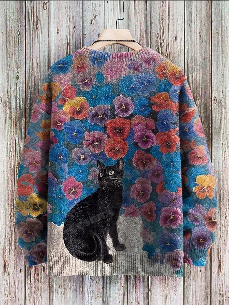 Retro | Fashion Cat 3D Knit Pullover