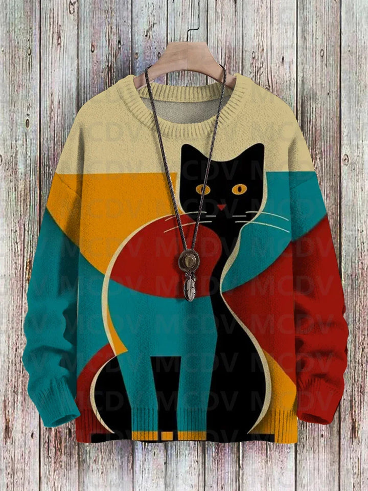 Picasso | Abstract Cat Art Knit Pullover