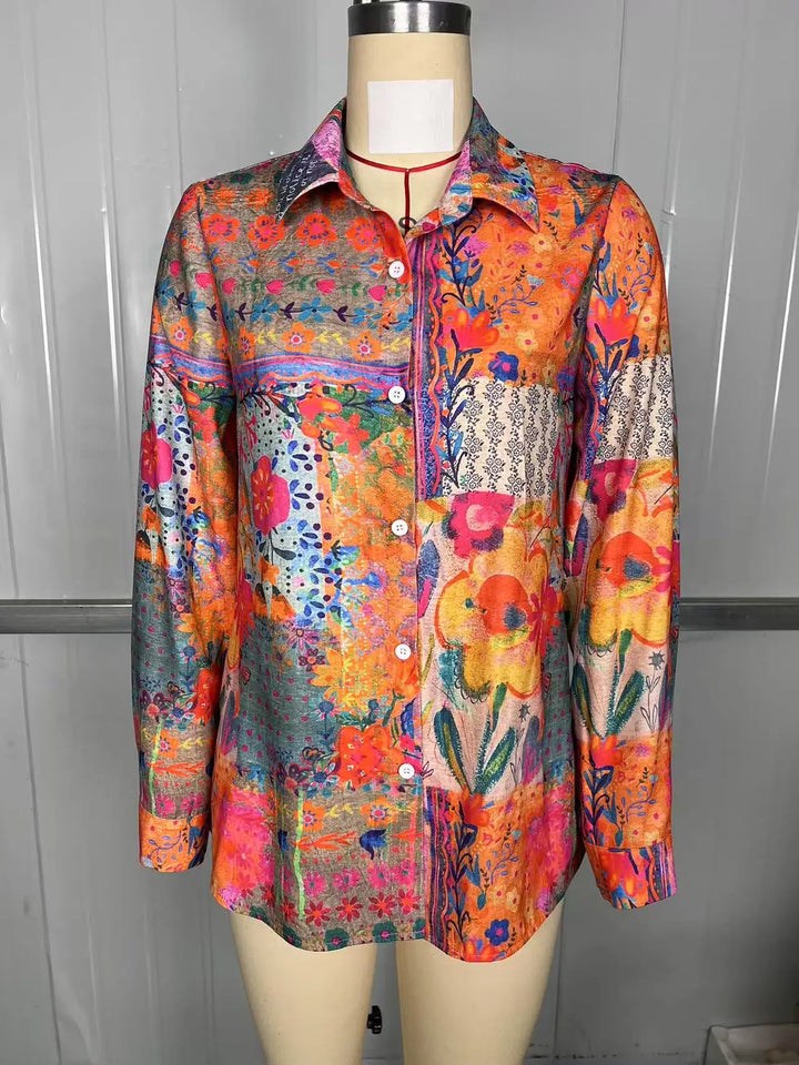 Poppy | Retro Bohemian Floral Long Sleeve Shirt