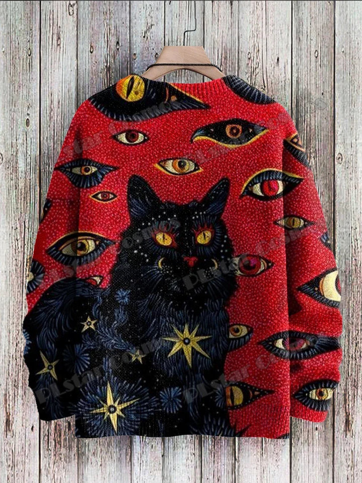 Mystic | Retro Black Cat Eyes Pullover