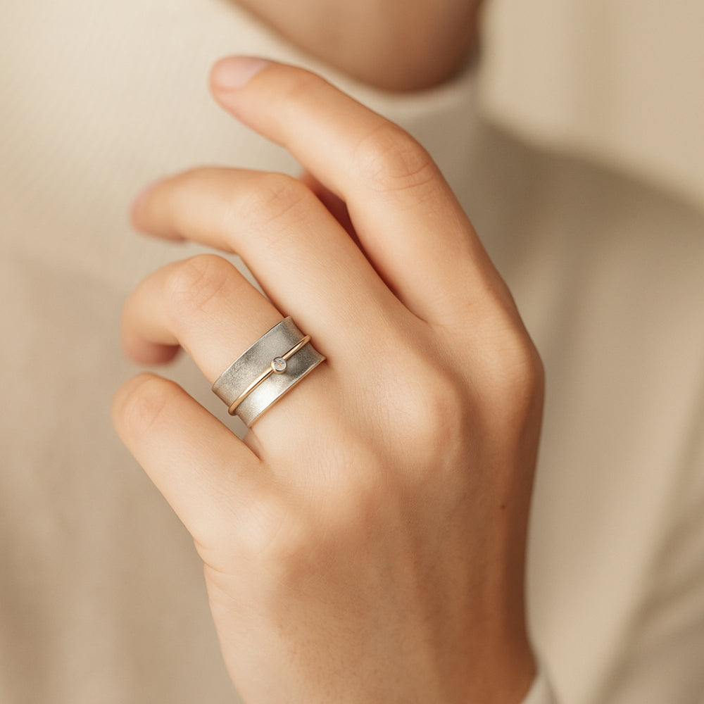 Olivia | Vintage Golden Zirconia Silver