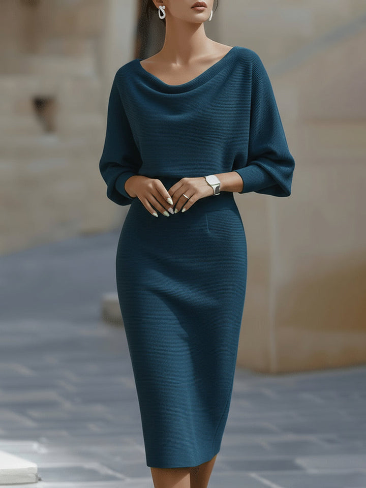 Ballachulish | White Draped Batwing Midi Dress