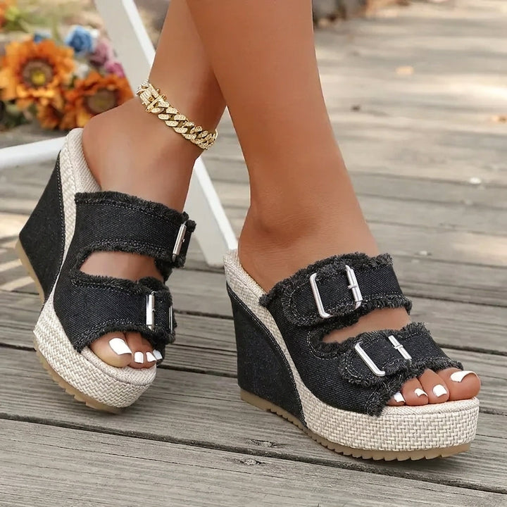 Atelier | Wedge Sandals with Frayed Edge