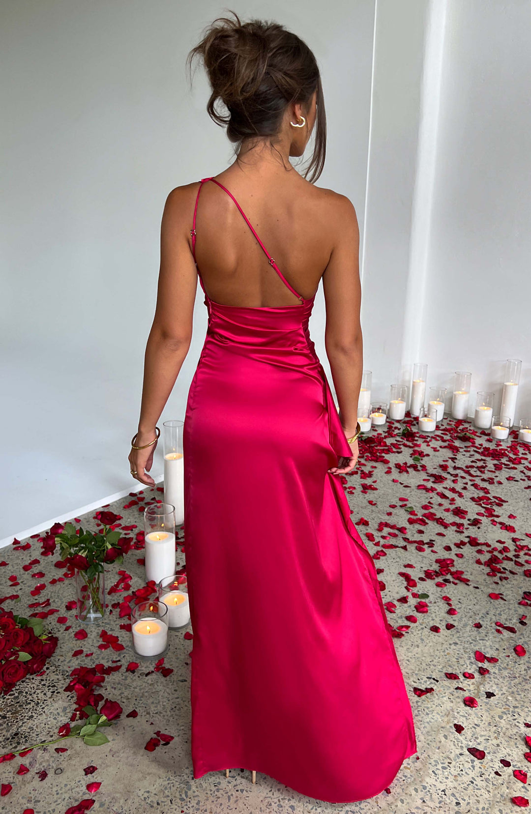 Celeste™ | Women's Wedding Guest Satin One Shoulder Bodycon Dress