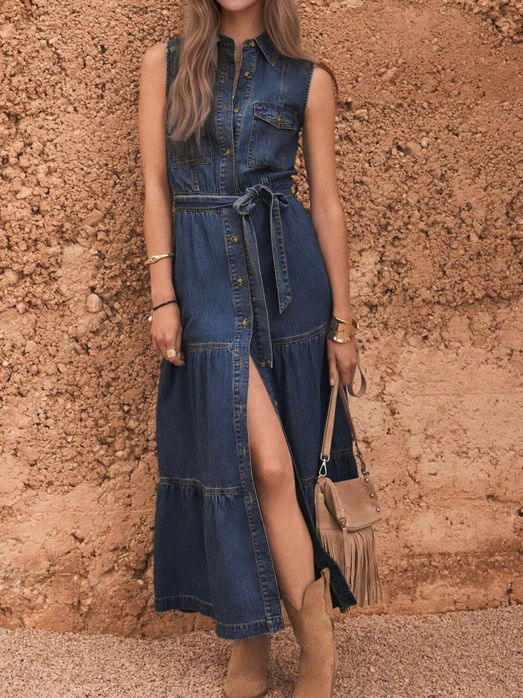 Catalina | Denim Dress with Front Buttons
