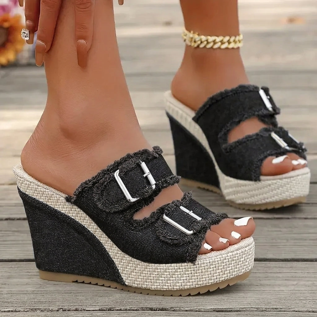 Atelier | Wedge Sandals with Frayed Edge