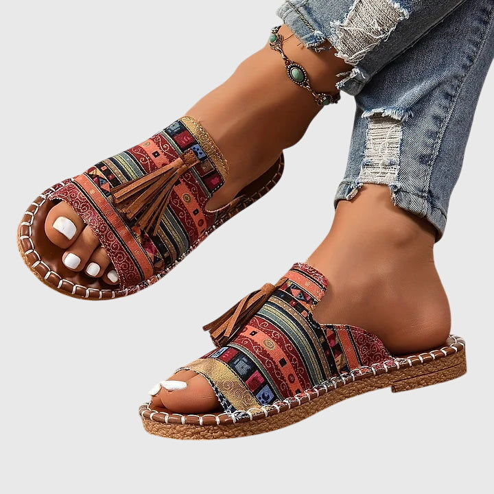 Natalie™ | Bohemian Sandals with Pom Poms