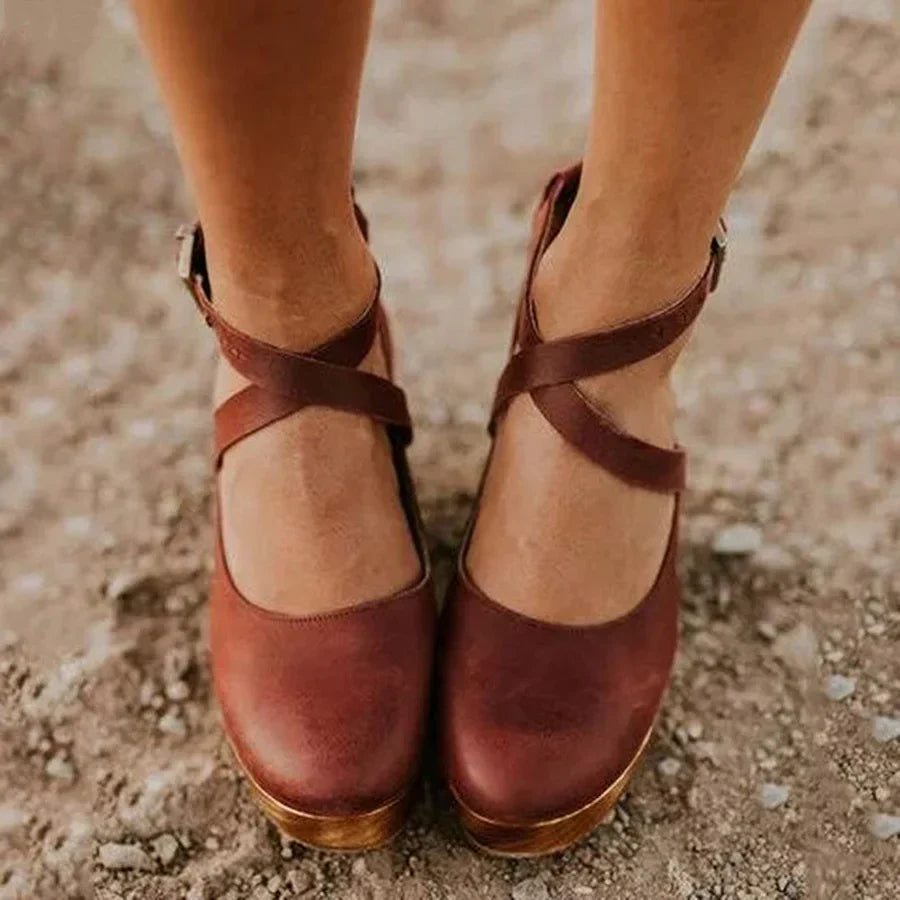 Yesnaby | Wooden Wedge Mary Jane Shoes