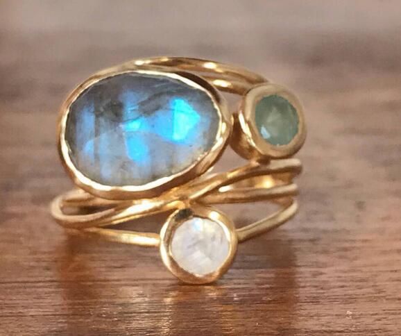 Genevieve | Vintage Inset Blue Moonstone Ring