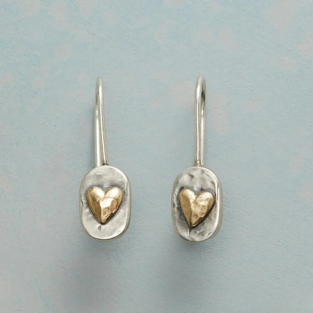 Eloise | Vintage Silver Earrings with Golden Heart