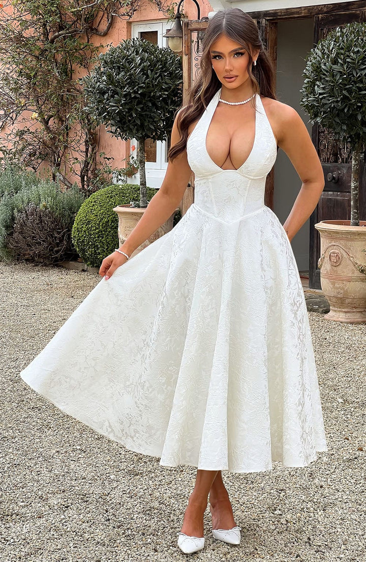 Caroline™ | Women's Wedding Guest Embellished V-Neck Dress