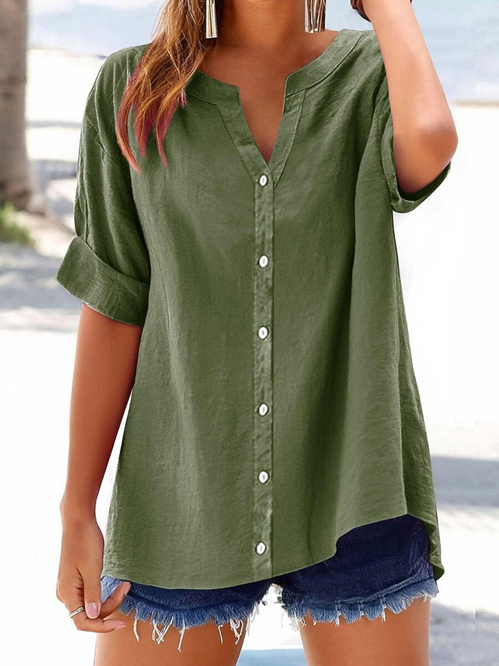 Hana | V Neck Button Blouse