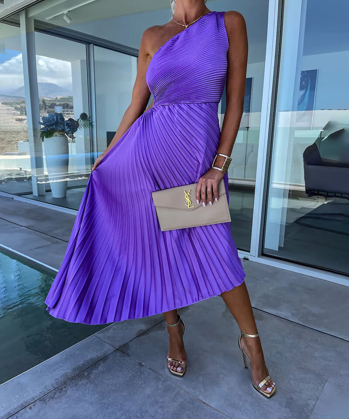 Peony™ | Women's Wedding Guest One Shoulder Asymmetric Midi Dress Evening