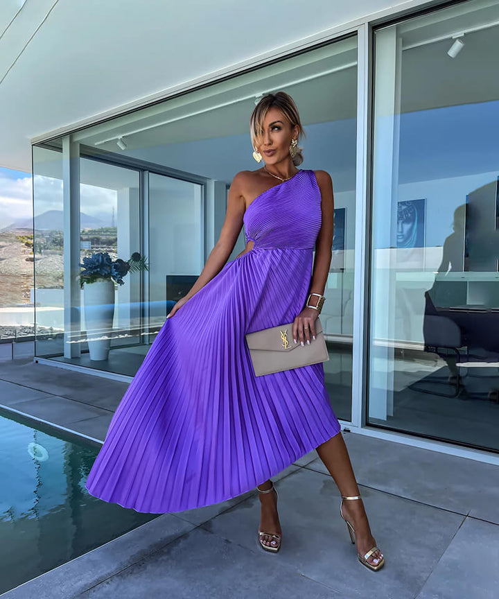 Peony™ | Women's Wedding Guest One Shoulder Asymmetric Midi Dress Evening