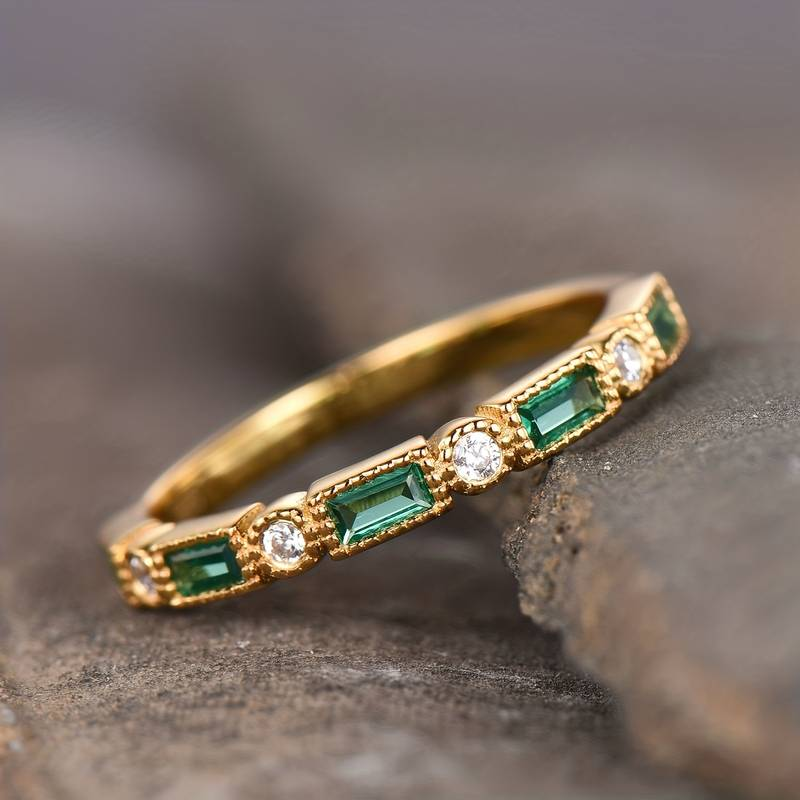 Ana | Green Zirconia Gold Ring
