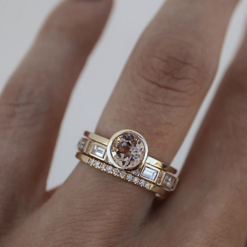 Elena | Crystal Gold Ring Set