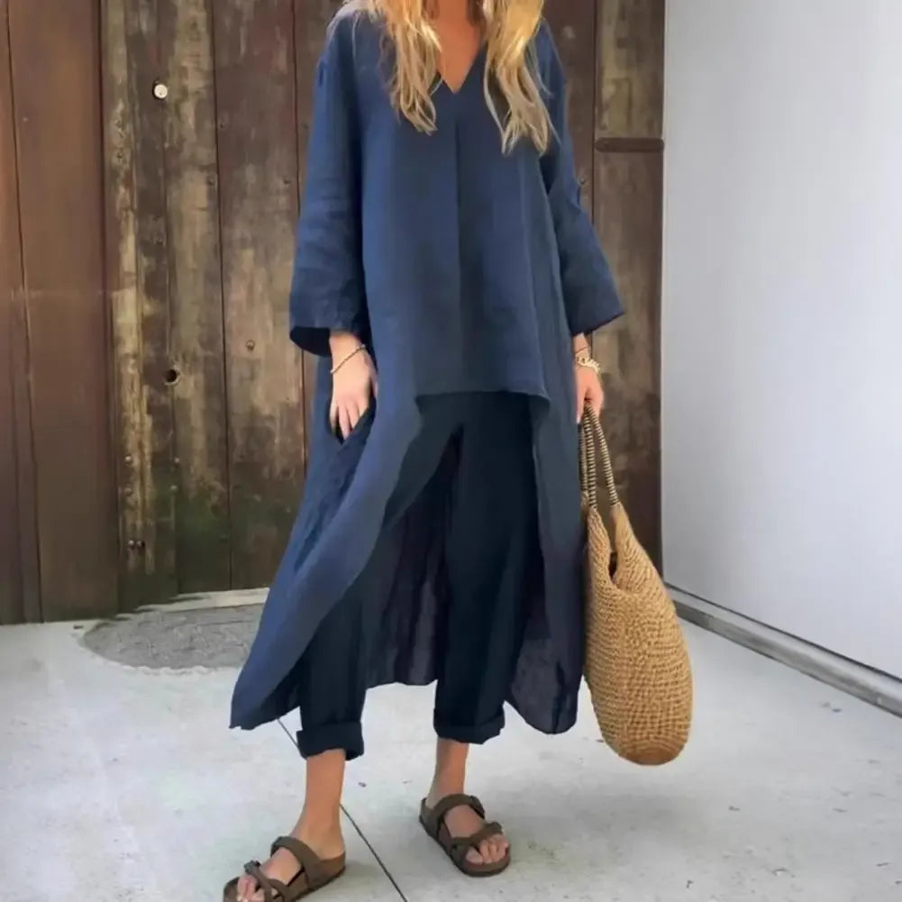 Lucia™ | Relaxed Long Vest and Wide-Leg Trousers Two-Piece Set