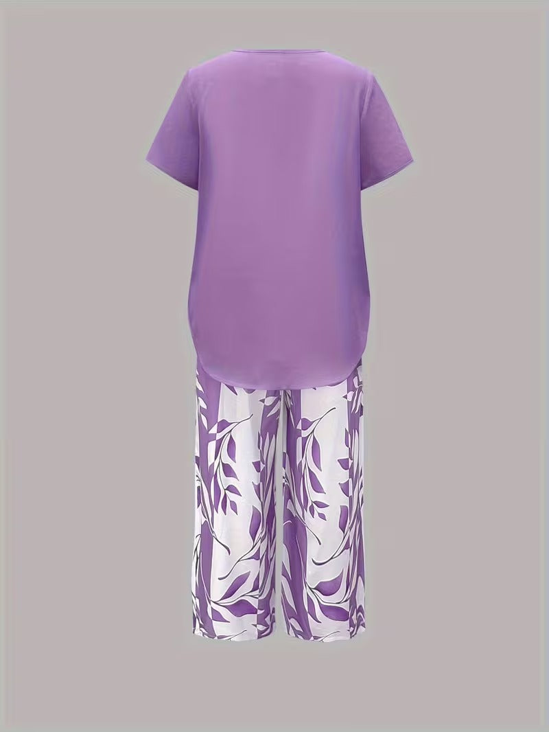 Avery™ | Casual Leaf Print Two Piece Set