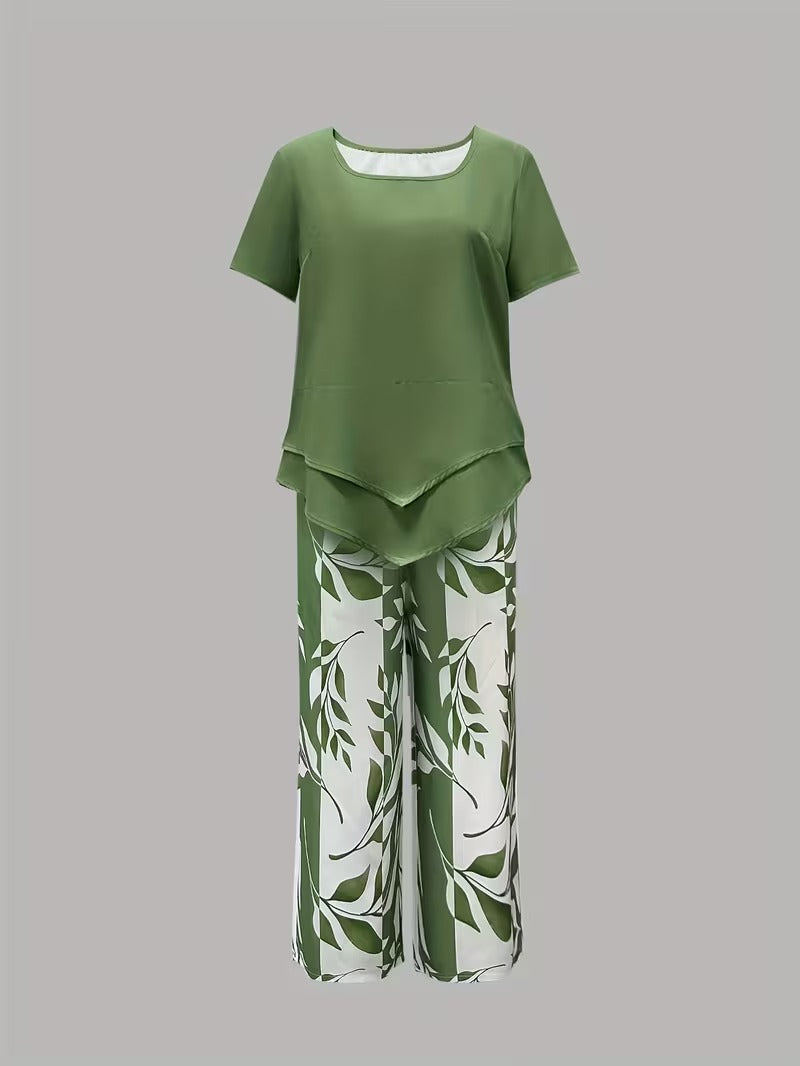 Avery™ | Casual Leaf Print Two Piece Set