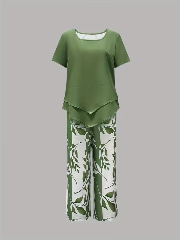 Avery™ | Casual Leaf Print Two Piece Set