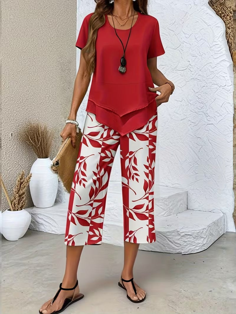 Avery™ | Casual Leaf Print Two Piece Set