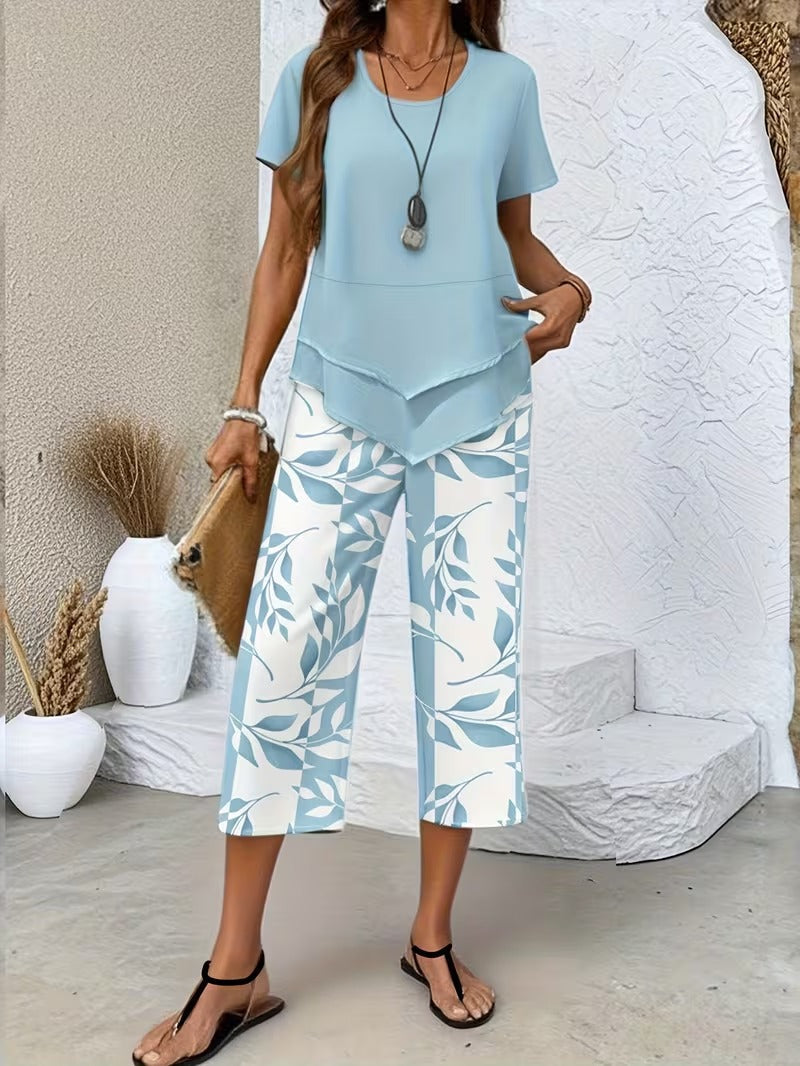 Avery™ | Casual Leaf Print Two Piece Set