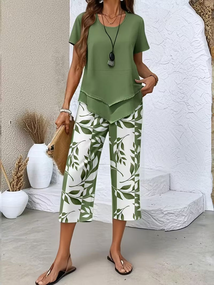 Avery™ | Casual Leaf Print Two Piece Set
