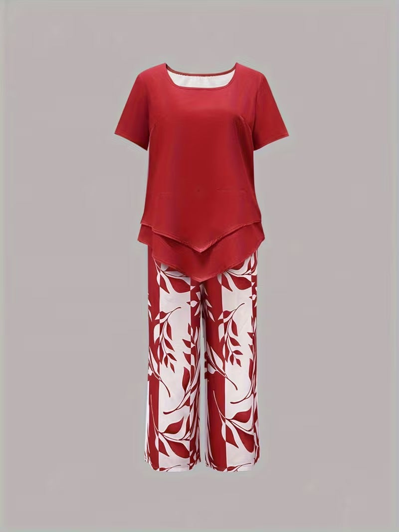 Avery™ | Casual Leaf Print Two Piece Set
