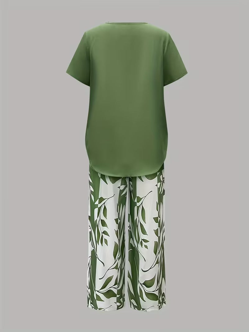Avery™ | Casual Leaf Print Two Piece Set