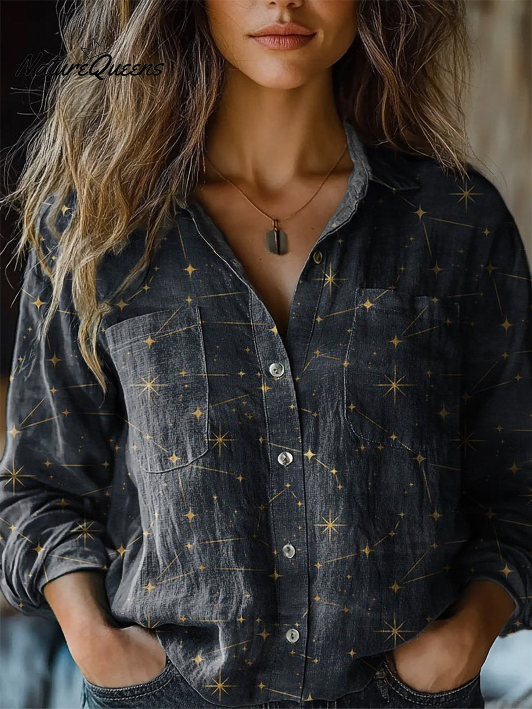 Glamis | Night Sky Print Long Sleeve Top