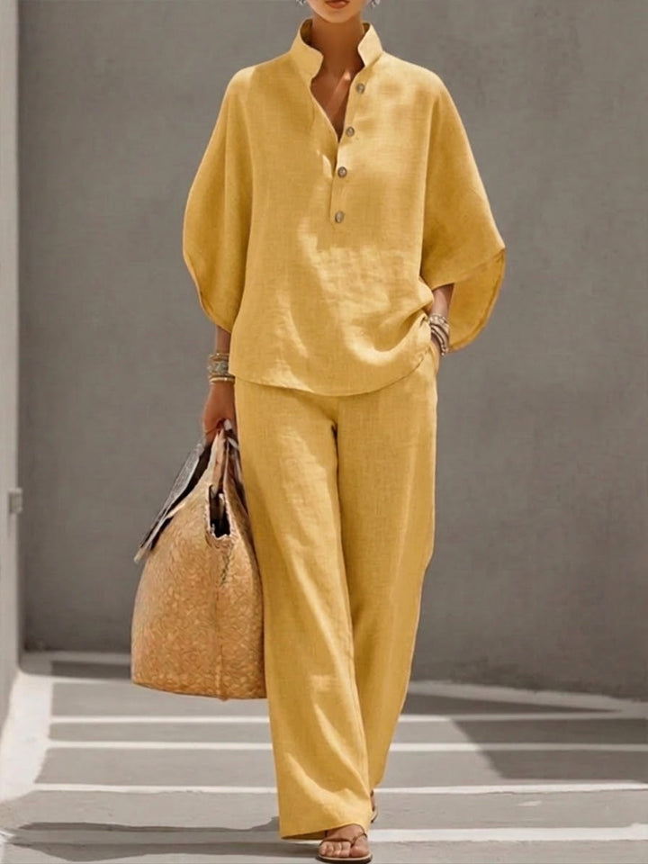 Mariel™ | Batwing Sleeve Suit with Wide-Leg Pants