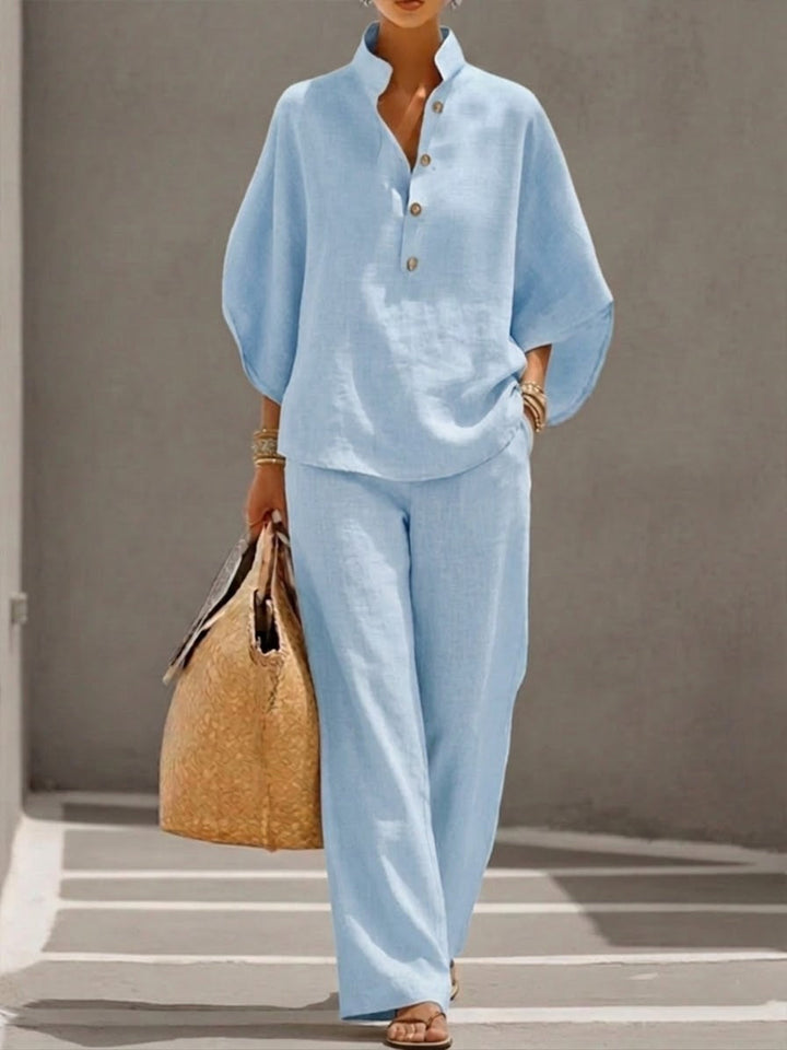 Mariel™ | Batwing Sleeve Suit with Wide-Leg Pants