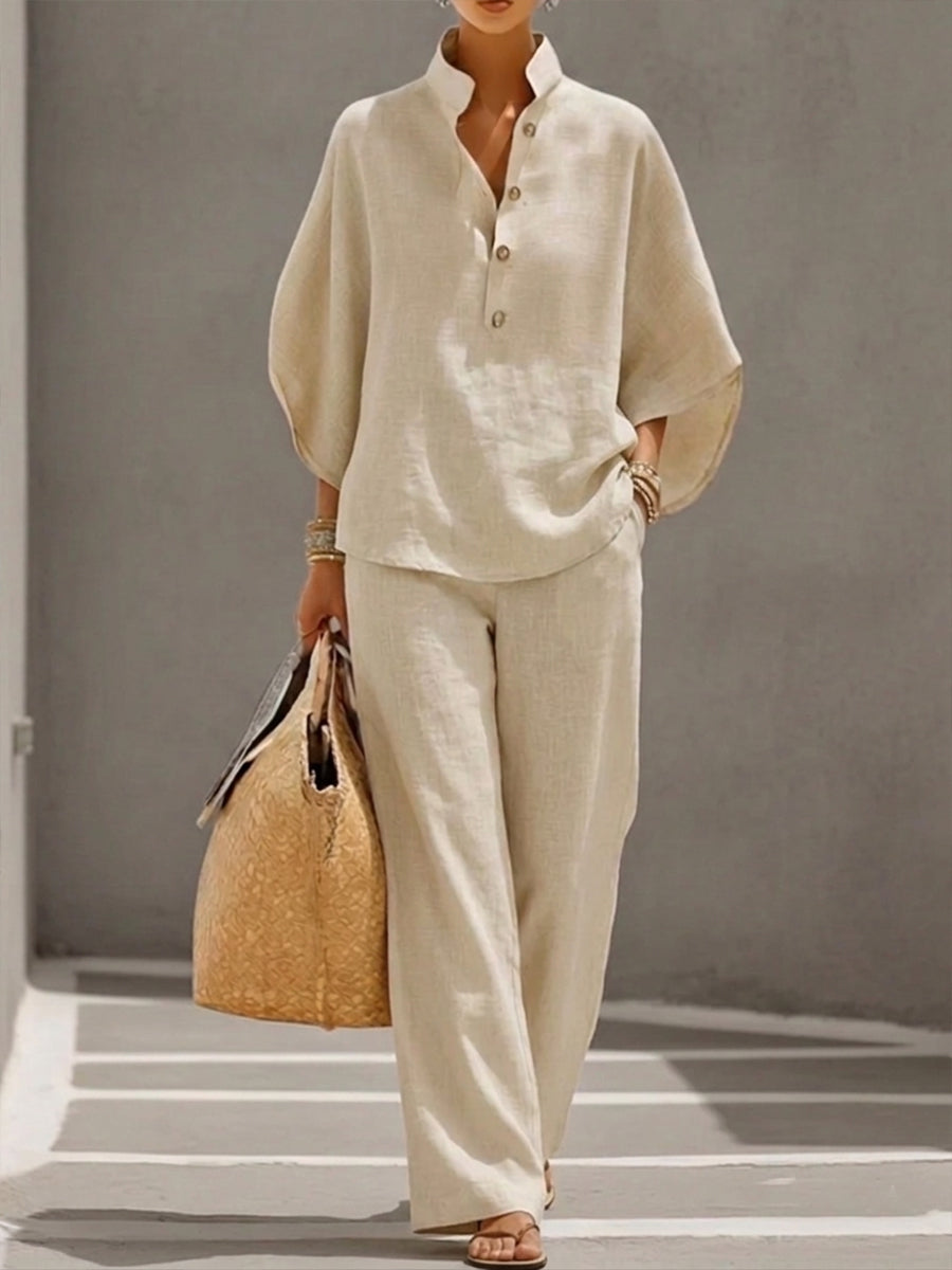 Mariel™ | Batwing Sleeve Suit with Wide-Leg Pants