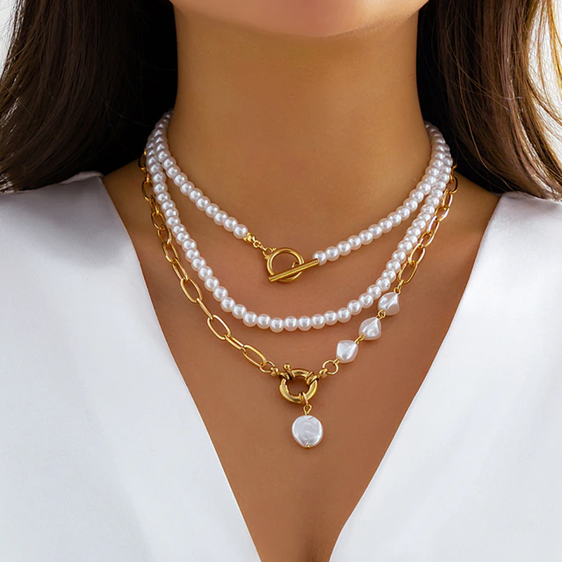 Anita | Vintage Pearl Necklace in Multi-Layer Design