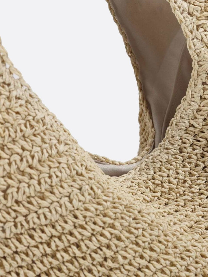Siena – Straw Bag with Zipper & Shoulder Strap