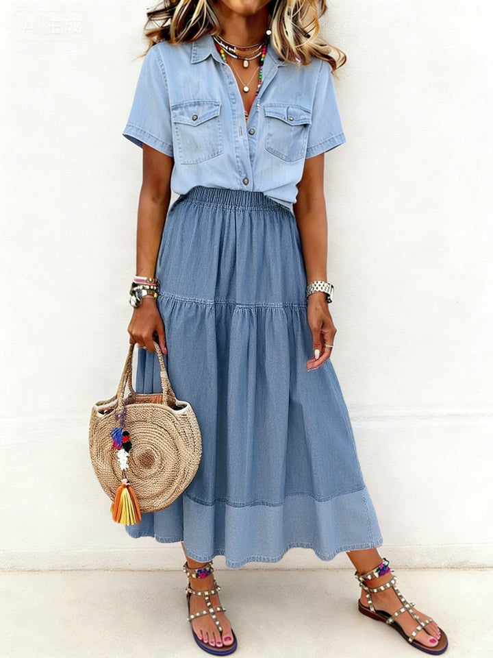 Sarela | Denim Skirt with Elastic Waist