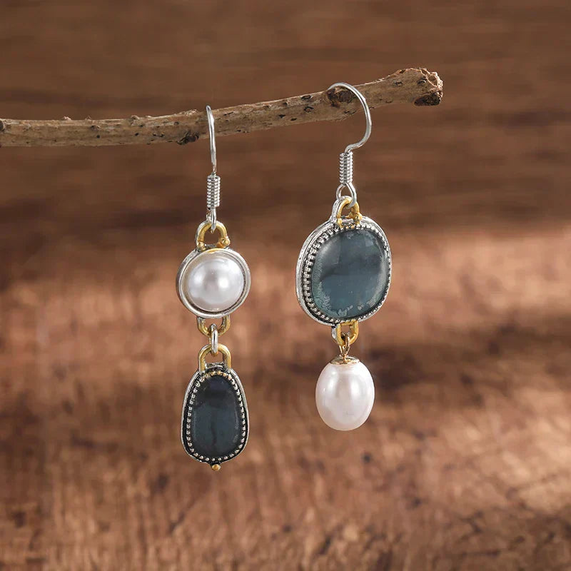 Shera | Retro Blue Natural Stone Earrings