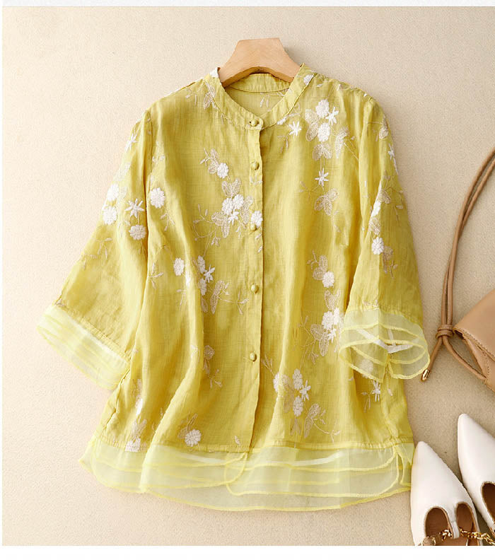 Courtney™ | Chic Blouse with Floral Accents
